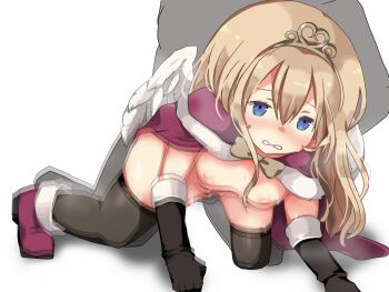 1boy 1girl afterimage all_fours angel angel_wings ariel_(oukoku_no_shugo_tenshi) black_gloves black_thighhighs blue_eyes blush boots breasts breath brown_hair capelet censored clenched_teeth doggystyle elbow_gloves feathered_wings game_cg gloves hair_between_eyes hair_down hikaru_(sgst) inverted_nipples large_variant_set long_hair long_sidelocks motion_blur nipples non-web_source nude oukoku_no_shugo_tenshi pointy_ears purple_boots purple_capelet pussy_juice see-through_body sex sex_from_behind sidelocks simple_background small_breasts steam sweat tareme teeth thighhighs tiara transparent_background vaginal variant_set very_long_hair white_wings wings