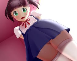 1girl 60fps animated audible_music blush brown_hair clothes_lift dutch_angle female_focus from_below green_eyes happy lifting_own_clothes loli looking_at_viewer lowres open_mouth original panties room school_uniform sex_toy shouseki_(pixiv34475243) skirt skirt_lift solo sound thighhighs twintails ugoira underwear upskirt vibrator vibrator_under_clothes vibrator_under_panties video