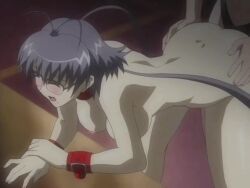 2girls amv animated anime_screenshot ass audible_music black_hair blush bouncing_breasts grabbing_another&#039;s_breast breasts breasts_grabbed_from_behind closed_eyes cunnilingus dildo from_behind glasses hand_in_panties hentai_music_video indoors interior multiple_girls music music_video nipples nude open_mouth oral panties pubic_hair red_eyes sex_toy sound source_request spread_legs strap-on underwear vaginal video white_hair yakin_byoutou yakin_byoutou_san yuri