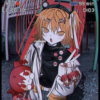Rule 34 | a.i. voice, adachi rei, badge, black shirt, blush, charm (object), commentary request, fingernails, hair between eyes, hair ornament, hair ribbon, headlamp, highres, hito mania (utau), jacket, kasane teto, long sleeves, open mouth, orange eyes, orange hair, outdoors, park, radio antenna, recording, red nails, ribbon, shirt, side ponytail, utau, v, vinyl record, white jacket, white ribbon, xdoxa89