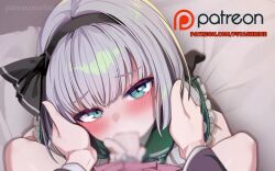 1futa 1girl animated audible_internal_cumshot audible_speech black_hairband blazer blinking blue_eyes blush bow clothed_sex cum cum_in_mouth cum_overflow deepthroat ejaculation english_text fellatio futa_with_female futanari futanari_pov grabbing_another&#039;s_hair green_skirt green_vest grey_hair hair_ribbon hairband hand_on_another&#039;s_head hands_on_another&#039;s_head head_grab henkawa highres hitodama hitodama_print holding_another&#039;s_hair imperishable_night irrumatio jacket japanese_audio konpaku_youmu live2d looking_at_viewer medium_penis moaning oral penis pov reisen_udongein_inaba ribbon short_hair skirt sound subtitled sweat tagme touhou vest video white_hair