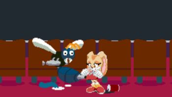 1girl animal_ears animated animated_gif assisted_exposure bug cream_the_rabbit cum cum_inflation ejaculation furry inflation loli pixel_art project_x pussy rabbit rape robot sex sonic_(series) vaginal wasp