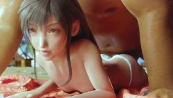 1boy 1girl 3d age_regression aged_down animated ass bare_shoulders beach beach_towel bikini black_hair bouncing_ass breasts brown_eyes day final_fantasy final_fantasy_vii flat_chest hetero jiggle kaogum lips loli long_hair looping_animation lying nipples on_stomach outdoors prone_bone realistic sex sex_from_behind sidelocks size_difference small_breasts sound swimsuit tifa_lockhart towel uncensored video white_bikini