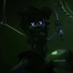 1girl 3d animated audible_music crazy_smile cyn_(murder_drones) female_focus murder_drones music skinsuit smile solo sound tagme video x_x