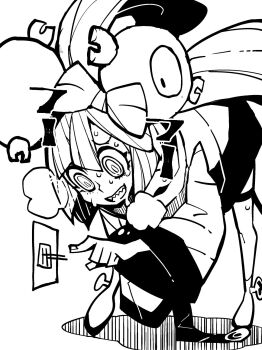 Rule 34 | dowman sayman, electrical outlet, gym leader, highres, iono (pokemon), monochrome, nintendo, pokemon, pokemon sv, sharp teeth, teeth
