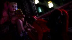1boy 2girls 3d age_difference all_fours animated ass between_breasts blonde_hair bodysuit bracelet breasts chair choker dc_comics dual_persona facepaint fellatio femdom ffm_threesome group_sex harley_quinn head_between_breasts hetero highres indoors interior jewelry knife large_breasts lipstick makeup multicolored_hair multiple_girls night nipples on_chair oral penis rain scary_sex shota sitting small_penis sound spiked_bracelet spikes subject06855 suicide_squad tagme testicles threat threesome twintails video