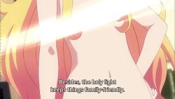 2girls angel animated anime_screenshot bed bedroom blonde_hair blush breasts censored_nipples chair clothed_female_nude_female convenient_censoring demon_girl gabriel_dropout gabriel_tenma_white hand_on_own_hip indoors kneepits light_censor light_rays long_hair multiple_girls navel nude purple_eyes purple_hair sitting small_breasts sound standing stuffed_animal stuffed_toy subtitled table talking teddy_bear undressing video vignette_tsukinose_april window