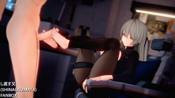Rule 34 | 1boy, 1girl, 3d, animated, barefoot, black pantyhose, black sweater, blinking, breasts, breasts out, chair, clenched teeth, clothed female nude male, completely nude, cum, ejaculation, feet, female focus, foot focus, footjob, from side, girls' frontline, girls' frontline 2: exilium, grey hair, grin, hair between eyes, half-closed eyes, indoors, lainie (girls' frontline 2), large breasts, leaning back, leaning on object, leaning on table, legs, legs apart, legs up, long hair, long sleeves, looking at another, looking at penis, looking down, looking up, muscular, muscular male, nipples, nude, official alternate costume, on chair, open clothes, open mouth, open sweater, pantyhose, parted lips, partially unbuttoned, penis, pussy, raised eyebrows, science fiction, seductive gaze, seductive smile, shinaosumata, sitting, smile, smug, soles, standing, star-shaped pupils, star (symbol), sweater, swept bangs, symbol-shaped pupils, tagme, teeth, testicles, thigh strap, tongue, torn clothes, torn pantyhose, turtleneck, turtleneck sweater, twintails, ump40 (girls' frontline), very long hair, video, yellow eyes, yellow pupils, zipper, zipper pull tab