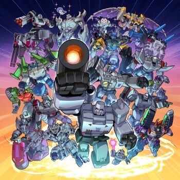 6+boys arm_cannon character_request decepticon fusion_cannon grey_armor helmet highres humanoid_robot insignia lantana0_0 long_eyebrows looking_at_viewer mace mecha mecha_focus megatron megatron_(cyberverse) megatron_(earthspark) megatron_(idw) megatron_(prime) megatron_(transformers_one) multiple_boys multiple_persona no_humans red_eyes robot science_fiction spiked_mace spikes the_transformers_(idw) transformers transformers:_generation_1 transformers_(2007_movie) transformers_(live_action) transformers_(skybound) transformers_animated transformers_armada transformers_car_robots transformers_cybertron transformers_energon transformers_one transformers_prime transformers_shattered_glass transformers_unicron_trilogy weapon