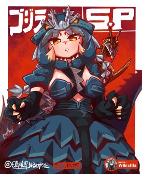 2024 2girls absurdres beak black_hair blonde_hair bones_(company) braid braided_bangs breasts breasts_apart claws cleavage clothing_cutout corset cosplay dress english_text fog genderswap genderswap_(mtf) godzilla godzilla_(cosplay) godzilla_(series) godzilla_singular_point godzilla_ultima godzilla_ultima_(cosplay) green_hair grey_hair harumakoto47 hat highres horns humanization japanese_text jewelry kaiju long_hair looking_at_viewer medium_breasts midriff monster monster_girl multicolored_hair multiple_girls necklace no_pupils orange_(company) personification pigtail_braids pteranodon pterosaur red_fog red_sky rodan sagging_breasts sharp_teeth short_hair silhouette skirt sky slit_pupils spikes stomach_cutout streaked_hair tail teeth toho two-tone_hair veins veiny_spikes wings yellow_eyes
