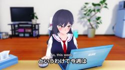 1girl 3d alley animated black_hair blush hikamo123 mikagami_aoi mikumikudance_(medium) original outdoors pee peeing public_indecency school_uniform sound squatting video