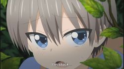 1boy 1girl @_@ accidental_exposure angry animated anime_screenshot ass ass_shake bent_over blue_eyes blush brown_hair bush embarrassed fang grey_hair legs outdoors panties sakurai_shin'ichi shoes short_hair skin_fang skirt skirt_flip sound spanked spanking stuck subtitled tears underwear upskirt uzaki-chan_wa_asobitai! uzaki_hana video wall white_panties