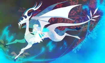 Rule 34 | azura (fire emblem), blue hair, dragon, dragon wings, dress, fire emblem, fire emblem fates, hachimaru (ediciusa), headdress, horns, male corrin (fire emblem), nintendo, no lineart, riding, wings