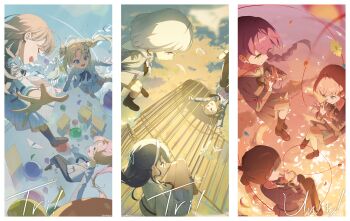 Rule 34 | 6+girls, :d, absurdres, anyoji hime, aqua eyes, artist name, balloon, bird, birdcage, birdcage (love live!), black bow, black bowtie, black choker, black footwear, black hair, black necktie, black pants, black ribbon, black socks, blazer, blonde hair, blue eyes, blue hair, blunt bangs, border, bow, bowtie, braid, brown hair, brown shoes, cage, cardigan, cerise bouquet, choker, clenched hands, closed mouth, collared shirt, commentary, crossed bangs, dark blue hair, dollchestra, double bun, dress, dress shirt, floating hair, floating neckwear, folded ponytail, from above, fujishima megumi, full body, gradient hair, green bow, green bowtie, green eyes, grey dress, grey hair, grey jacket, grey skirt, hair bun, hair intakes, hair ribbon, half updo, hanamusubi (love live!), highres, hinoshita kaho, jacket, josho kiryu (love live!), kachimachi kosuzu, kneehighs, light blue hair, link! like! love live!, loafers, long hair, long sleeves, looking at another, love live!, low twin braids, low twintails, midair, miniskirt, momose ginko, multicolored hair, multiple girls, murano sayaka, neck ribbon, necktie, official alternate costume, official alternate hairstyle, open clothes, open jacket, open mouth, orange hair, osawa rurino, otomune kozue, outdoors, pants, parted bangs, pink cardigan, pink eyes, plaid clothes, plaid dress, plaid jacket, plaid skirt, pleated dress, pleated skirt, profile, purple hair, ribbon, sailor collar, sailor dress, shirt, shoes, short dress, short hair, sidelocks, sideways mouth, signature, single side bun, skirt, smile, socks, split mouth, string, string of fate, stuffed animal, stuffed duck, stuffed toy, sunkeun, sunset, teeth, twin braids, twintails, unmoving pattern, upper teeth only, virtual youtuber, white bird, white border, white sailor collar, white shirt, yugiri tsuzuri