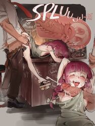 1boy 1girl absurdres armpit_sex balloon_womb bare_shoulders blush bocchi_the_rock! braid breasts cheating_(relationship) closed_eyes clothed_sex cross-section cum cum_in_pussy cum_on_body cum_overflow dress drunk earrings ejaculation english_text enn_matien facial gotoh_naoki green_dress hanging_legs hetero highres hiroi_kikuri indoors internal_cumshot jewelry long_hair medium_hair moaning motion_lines nipples nose_blush open_mouth penis penis_under_another&#039;s_clothes purple_hair sex sex_from_behind sharp_teeth single_braid small_breasts smile standing standing_sex sweat teeth tongue tongue_out torogao trembling uncensored upper_teeth_only vaginal veins veiny_penis