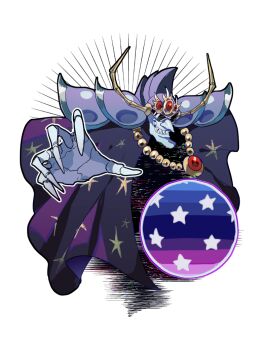 1boy blue_skin cape colored_skin commentary_request dual_persona evil_grin evil_smile fingernails glitch grin kirby's_adventure kirby_(series) male_focus nightmare_(kirby) nightmare_orb nintendo nt_26 orb purple_cape sharp_fingernails sharp_teeth simple_background smile solo star_(symbol) star_print teeth white_background