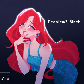 1girl chelsea_(ruby_gillman) choker erineko long_hair looking_at_viewer mermaid monster_girl red_hair ruby_gillman:_teenage_kraken solo very_long_hair