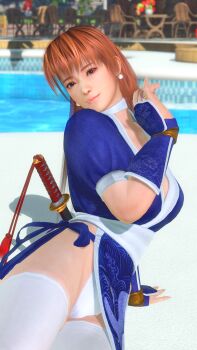 1girl 3d absurdres brown_eyes brown_hair dead_or_alive dead_or_alive_xtreme glamorous_lip highres housu_doaxvv kasumi_(doa) lipgloss long_hair looking_at_viewer pink_lips