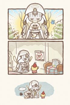 1girl 2boys animated animated_gif closed_eyes closed_mouth cloud_haetae_cookie cookie_run cookie_run:_kingdom highres ishrkut medium_hair multiple_boys mystic_flour_cookie pale_skin robe sparkle tail tail_wagging veil white_hair white_robe white_veil