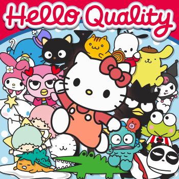 album_cover badtz-maru bagel_(sanrio) big_challenges_(sanrio) bow chococat cinnamoroll count_cannoli_(artist) cover crocodilian english_text everyone gudetama hair_bow hana-maru_(sanrio) hangyodon hasunoue_keroppi hello_kitty hello_kitty_(character) highres kero_kero_keroppi kiki_(little_twin_stars) kuromi lala_(little_twin_stars) little_twin_stars my_melody my_melody_(series) odd_one_out orange_overalls overalls pandaba_(sanrio) pochacco pochi_(sanrio) pompompurin red_shirt sanrio shirt siivagunner the_voice_inside_your_head tsunko_(sanrio) tuxedo_sam