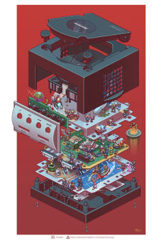 4girls 6+boys _double_dash!! aiai_(super_monkey_ball) animal_crossing arm_cannon armor arwing assault_visor banana billy_hatcher billy_hatcher_and_the_giant_egg bird blooper_(mario) blue_pikmin boat boo_(mario) border bulborb character_request colette_brunel copyright_request crossover custom_robo diddy_kong dress exploded_diagram f.l.u.d.d. fire_emblem fire_emblem:_mystery_of_the_emblem flashlight flying food fox_mccloud fruit game_console gamecube general_pepper ghost golf_club hat highres holding holding_flashlight holding_golf_club hologram kicking koopa_paratroopa koopa_troopa kratos_aurion link lloyd_irving luigi luigi&#039;s_mansion mailbox_(incoming_mail) mario mario_(series) mario_golf mario_golf:_toadstool_tour mario_k mario_kart marth_(fire_emblem) mecha metroid metroid_prime metroid_prime_1 multiple_boys multiple_crossover multiple_girls nintendo olimar pierre_roussel pikmin_(series) pikmin_1 pink_dress power_armor racing ray_(custom_robo) red_background red_pikmin robot samus_aran seagull sheik shell smile star_fox star_fox_adventures super_mario_sunshine super_monkey_ball super_smash_bros. tales_of_(series) tales_of_symphonia the_legend_of_zelda the_legend_of_zelda:_ocarina_of_time the_legend_of_zelda:_the_wind_waker toad_(mario) toon_link viewtiful_joe viewtiful_joe_(character) villager_(animal_crossing) water watercraft waving weapon white_border white_hat wings yellow_pikmin zelos_wilder