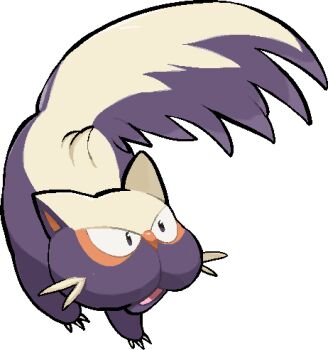 animal_focus claws commentary_request full_body gen_4_pokemon kawaanago lowres nintendo no_humans open_mouth pokemon pokemon_(creature) pokemon_focus solo stunky transparent_background