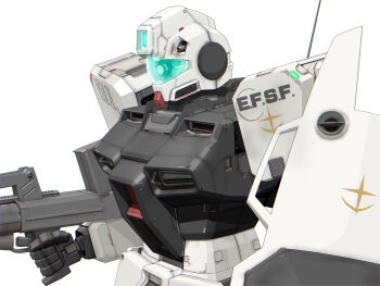 aron_e assault_visor beam_rifle commentary_request earth_federation_space_forces energy_gun gm_command green_visor gun gundam gundam_0080 highres holding holding_gun holding_weapon mecha mecha_focus mobile_suit no_humans radio_antenna robot science_fiction shield simple_background solo upper_body weapon white_background