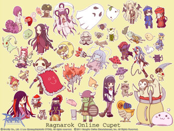 5boys 6+girls :3 alice_(ragnarok_online) axe baby_animal baphomet_jr bird black_footwear black_hair blonde_hair blue_coat blue_eyes blue_hat blue_vest blunt_bangs bob_cut bongun breasts broom brown_hair brown_kimono brown_pantyhose candle chibi chibi_only chick chinese_clothes chonchon closed_mouth coat copyright_notice creature dagger deleter_(ragnarok_online) demon_boy demon_horns demon_wings desert_wolf_(ragnarok_online) deviruchi dog dokebi dress drops_(ragnarok_online) dullahan_(ragnarok_online) evil_nymph fake_horns fire full_body ghost goblin_(ragnarok_online) goblin_leader goblin_mask golem golem_(ragnarok_online) guan_hat guest_art hagoromo hair_ornament hair_stick hanbok hat helmet holding holding_axe holding_broom holding_dagger holding_knife holding_weapon holding_whip horned_helmet horns horse hunter_fly incubus_(ragnarok_online) isis_(ragnarok_online) japanese_clothes jiangshi kimono knife korean_clothes lamia leaf leaf_cat logo loli_ruri long_hair looking_at_viewer lunatic_(ragnarok_online) maid maid_headdress mameko_(pianissimo) mao_guai marionette marionette_(ragnarok_online) masked medium_breasts medusa_(ragnarok_online) mian_guan miyabi_doll monkey monster_girl multiple_boys multiple_girls munak mushroom navel nightmare_(ragnarok_online) ninja official_art official_wallpaper on_crescent open_mouth orc orc_warrior_(ragnarok_online) pantyhose peco_peco picky_(ragnarok_online) piglet pink_eyes pink_hair poison_spore poporing poring puppet puppy purple_dress purple_hanbok rabbit raccoon ragnarok_online red_hair red_hat red_vest rocker_(ragnarok_online) savage_babe seiza shawl shinobi_(ragnarok_online) shoes short_hair sitting slime_(creature) smile smokie_(ragnarok_online) snake_hair sohee solid_oval_eyes spore_(ragnarok_online) steel_chonchon stone_shooter stuffed_animal stuffed_toy teddy_bear tree very_long_hair vest weapon whisper_(ragnarok_online) wings yellow_background yoyo_(ragnarok_online) zealotus