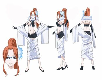 1girl artist_request glasses groin kujou_hinako official_art orange_hair ponytail smile source_request tagme