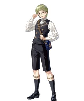 Rule 34 | 1boy, adjusting eyewear, ascot, fire emblem, fire emblem: three houses, fire emblem heroes, garreg mach monastery uniform, glasses, green eyes, highres, ignatz victor, looking at viewer, nintendo, non-web source, official art, parted lips, round eyewear, smile, solo, tachi-e