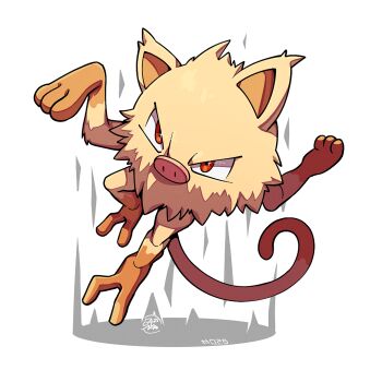 brown_eyes brown_fur full_body gen_1_pokemon looking_at_viewer mankey mistray-art nintendo no_humans pokemon pokemon_(creature) signature simple_background solo tail white_background