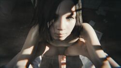 1boy 1girl 3d age_difference animated brown_hair capcom carrying closed_mouth completely_nude eveline eyelashes feet_out_of_frame flat_chest from_above green_eyes h33ly hair_over_one_eye hetero highres indoors lips loli long_hair looking_at_viewer looking_up looping_animation nipples nude penis pov pov_crotch pussy resident_evil resident_evil_7:_biohazard serious sex solo_focus spread_legs suspended_congress tagme uncensored vaginal video