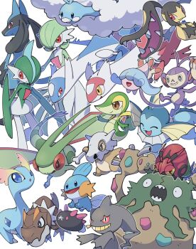 >_< :3 :d altaria amaura ambipom animal_focus banette bird black_eyes blue_eyes bone bright_pupils brown_eyes bug closed_mouth cubone dot_mouth flygon gallade garbodor gardevoir gen_1_pokemon gen_3_pokemon gen_4_pokemon gen_5_pokemon gen_6_pokemon gen_7_pokemon gen_8_pokemon hatenna highres holding holding_bone latias latios legendary_pokemon lucario mawile mudkip multiple_tails nintendo no_humans omochi_(omotimotittona3) open_mouth pokemon pokemon_(creature) pyukumuku red_eyes sharp_teeth simple_background skull_on_head smile snivy tail teeth two_tails tyrunt vaporeon venipede white_background white_pupils yellow_eyes