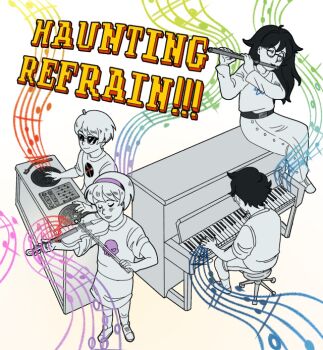 2girls beta_kids black_lips dave_strider dj flute homestuck instrument jade_harley john_egbert multiple_boys multiple_girls non-web_source piano rose_lalonde source_request violin