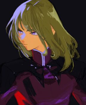 1boy black_background blonde_hair closed_mouth expressionless gundam gundam_seed gundam_seed_destiny highres looking_to_the_side male_focus medium_hair purple_eyes rey_za_burrel simple_background sketch solo tokumei_wombat upper_body