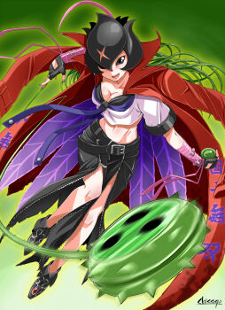 Rule 34 | 1girl, bancholilimon, banchou, chicago-x, delinquent, digimon, highres, monster girl, nail polish, plant girl, solo, spikes, thorns, togemon, yo-yo