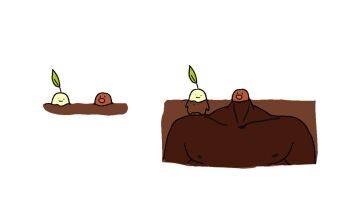 black_eyes buried chikorita closed_mouth diglett gen_1_pokemon gen_2_pokemon leaf muscular nintendo nipples no_humans open_mouth pectorals pokemon pokemon_(creature) sequential simple_background smile solid_circle_eyes solid_oval_eyes sorewa_melon white_background