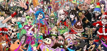 6+boys 6+girls ? absurdres ahoge animal_ears annotation_request anya_(spy_x_family) b-12_(stray) bamboo black_cat black_eyes black_hair bleach blonde_hair blue_eyes blue_hair blush bocchi_the_rock! boku_no_hero_academia bow cake cat chainsaw_man character_request commentary_request confetti copyright_request crossover dio_brando facial_hair fingerless_gloves food fox fuecoco game_console gift ginger_(stray) glasses gloves green_eyes green_hair grin hair_ribbon hamster hamtaro hamtaro_(series) hat hat_bow highres holding holding_gift horns jojo_no_kimyou_na_bouken kimetsu_no_yaiba lechonk lycoris_recoil mairimashita!_iruma-kun mob_psycho_100 multicolored_hair multiple_boys multiple_crossover multiple_girls nintendo one_eye_closed open_mouth overwatch pink_hair playstation_5 pochita_(chainsaw_man) pointy_ears pokemon pokemon_(creature) purple_eyes purple_hair red_eyes red_hair red_ribbon ribbon santa_costume santa_hat school_uniform sharp_teeth skirt smile sprigatito stand_(jojo) stardust_crusaders stray_(game) streamers tales_of_(series) tales_of_vesperia teeth tongue tongue_out tsuchiyamashige two-tone_hair yamamoto-genryuusai_shigekuni yuri_lowell