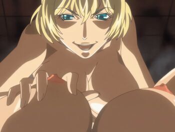 00s 1futa 1girl 2007 american animated animated_gif anime_screenshot attack bible_black bible_black_new_testament blonde_hair blue_eyes breasts crazy_smile female_pov futanari groping groping_breast hetero ichikawa_aki implied_futanari jody_crowley large_breasts lipstick long_hair makeup nipples nude pov shin_bible_black short_hair smile tagme witch