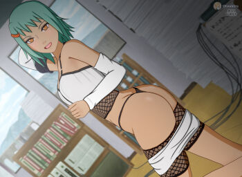 1girl ass ass_focus butt_crack dark-skinned_female dark_skin female_pervert fuu_(naruto) hair_ornament medium_hair naruto_(classic) naruto_(series) naruto_shippuuden panties pervert presenting sexually_suggestive short_hair solo underwear
