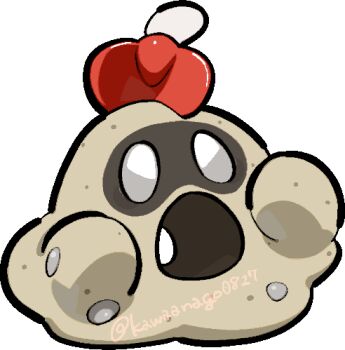 chibi chibi_only commentary_request full_body gen_7_pokemon kawaanago lowres nintendo no_humans pokemon pokemon_(creature) pokemon_focus sand sandygast shovel solo transparent_background twitter_username