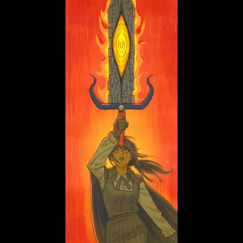 1girl black_cape black_dress black_gloves black_hair black_ribbon cape chainsaw_man dress drugsandsocks facial_scar gloves greatsword highres holding holding_sword holding_weapon long_hair long_sleeves neck_ribbon ribbon scar scar_on_cheek scar_on_face scar_on_nose shirt solo sword weapon white_shirt yellow_eyes yoru_(chainsaw_man)