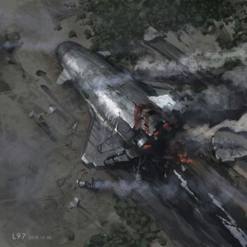 2018 crash crash_landing dated from_above lhlclllx97 no_humans original rocket smoke space_shuttle spacecraft thrusters vehicle_focus