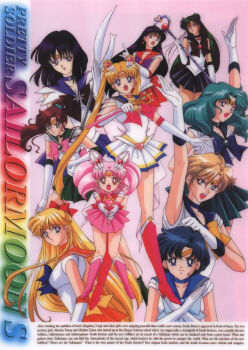 1990s_(style) 6+girls absurdres aino_minako aqua_eyes aqua_hair aqua_skirt back_bow bishoujo_senshi_sailor_moon bishoujo_senshi_sailor_moon_s black_eyes black_hair black_skirt blonde_hair blue_eyes blue_hair blue_skirt boots bow brooch brown_hair chibi_usa choker cone_hair_bun copyright_name double_bun elbow_gloves english_text garnet_rod gloves green_hair green_skirt hair_bobbles hair_bow hair_bun hair_ornament heart heart_brooch heart_wand high_ponytail highres hino_rei jewelry kaiou_michiru kino_makoto knee_boots leotard light_brown_hair long_hair looking_at_viewer magical_girl meiou_setsuna miniskirt mizuno_ami multiple_girls non-web_source official_art open_mouth orange_skirt parted_bangs pink_hair pink_moon_stick pleated_skirt ponytail red_eyes red_skirt retro_artstyle sailor_chibi_moon sailor_collar sailor_jupiter sailor_mars sailor_mercury sailor_moon sailor_neptune sailor_pluto sailor_saturn sailor_senshi sailor_uranus sailor_venus scan short_hair silence_glaive skirt spiral_heart_moon_rod super_sailor_moon ten&#039;ou_haruka tiara toei_company tomoe_hotaru tsukino_usagi twintails very_long_hair