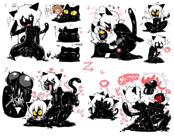 >_< +_+ 1boy 1girl afterglow ahegao ahoge androgynous animal_ears ass blush breasts brown_hair cat_boy cat_ears cat_girl cat_tail collar colored_sclera cross-section cum cum_in_pussy doggystyle drooling ejaculation erection closed_eyes flaccid heart heavy_breathing hetero highres kneeling large_penis looking_at_another medium_breasts monster_boy monster_girl navel nenekoko_(rariatto) nipples nude o_o open_mouth orgasm original penis precum presenting pussy rariatto_(ganguri) sequential sex sex_from_behind short_hair slime_(creature) slime_boy slime_girl slit_pupils smile speech_bubble spoken_heart spread_legs tail testicles thick_thighs thighs toma_(rariatto) tongue tongue_out top-down_bottom-up translation_request uncensored vaginal white_background white_eyes white_hair x-ray yellow_sclera