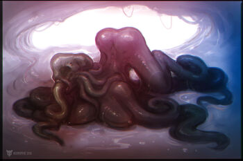 1girl artist_logo artist_name ass backlighting breasts cave commentary cthulhu_mythos dated english_commentary large_breasts logo monster monster_girl neurodyne nipples no_eyes nyarlathotep puddle sharp_teeth slime_(substance) solo teeth tentacle_arm tentacle_hair tentacle_legs tentacle_limbs tentacle_tongue tentacles wet