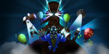 >_< 1girl 3boys a_hat_in_time abduction aircraft apron back_bow bald balloon black_bow black_facial_hair black_footwear blue_jacket blue_pants bow bowtie buttoned_cuffs buttons checkered_clothes checkered_shirt child clenched_teeth closed_eyes closed_mouth facial_hair facing_viewer flying_sweatdrops fog full_moon game_cg glasses glowing glowing_eyes green-framed_eyewear hat hat_kid highres holding_hourglass hot_air_balloon hourglass in-universe_location jacket jenna_brown lighthouse long_hair mafia_(a_hat_in_time) moon mud multiple_boys mustache night official_art open_hand open_hands open_mouth orange_shirt pants pinstripe_jacket pinstripe_pattern platform ponytail red_bow red_bowtie running running_towards_viewer scared shirt shoes sidelocks sky spacecraft striped_bow striped_bowtie striped_clothes striped_jacket teeth thick_eyebrows title_card top_hat tractor_beam vertical-striped_clothes vertical-striped_jacket white_apron white_bow white_bowtie white_footwear