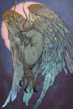 Rule 34 | 1girl, ass, bakushi (smys2017), breasts, claws, commentary, demon girl, devilman, devilman crybaby, feathered wings, head wings, highres, looking at viewer, medium breasts, nipples, nude, sirene (devilman), solo, talons, white wings, wings