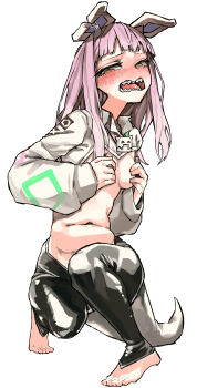 1girl absurdres blush character_request copyright_request covering_breasts covering_privates embarrassed highres playboy_bunny reverse_bunnysuit reverse_outfit sharp_teeth tagme teeth yunuki_uta