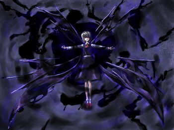 1girl blonde_hair darkness embodiment_of_scarlet_devil ex-rumia female_focus highres kath outstretched_arms red_eyes rumia solo spread_arms touhou
